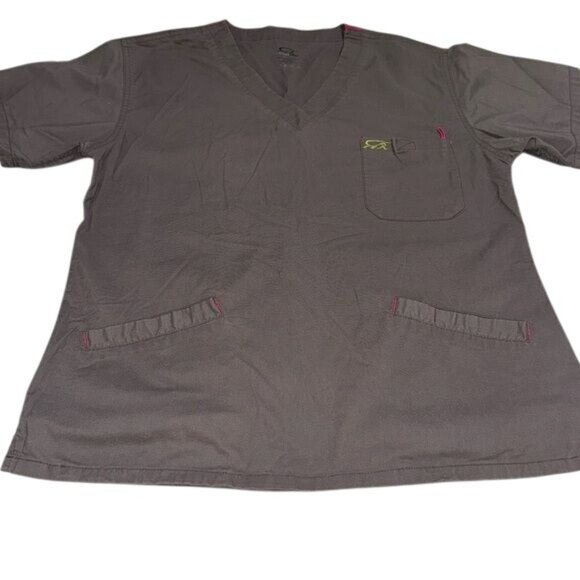 Iguana Med Gray V-Neck Scrub Top L/G - Picture 1 of 7